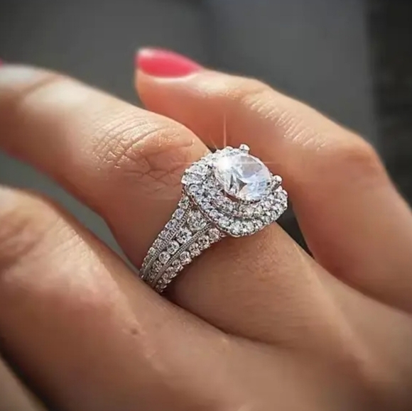 Women's rings 925 sterling silver Topaz & Zirconia stone size 6 to 9 - Picture 3 of 7